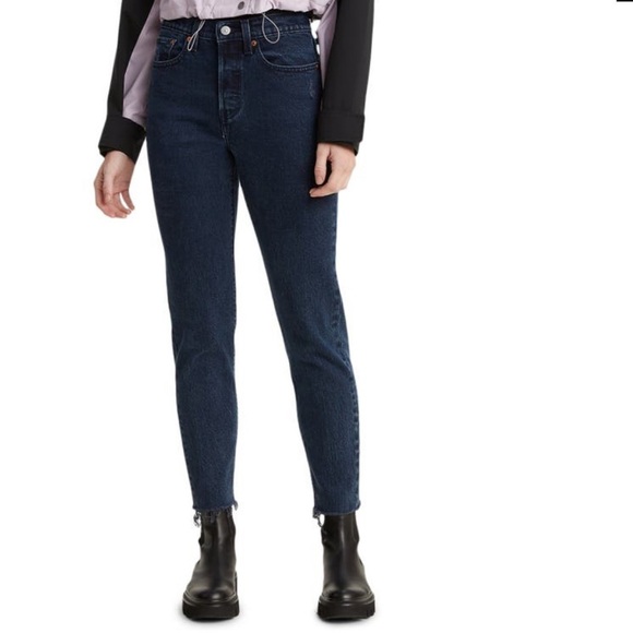 Levi’s Premium Wedgie Fit Icon High Rise Raw Hem Jeans in color Black and Blue - Picture 1 of 12